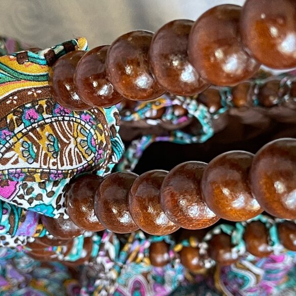 Vibrant Paisley Hobo Bag with Wooden Bead Handles - Picture 6 of 14
